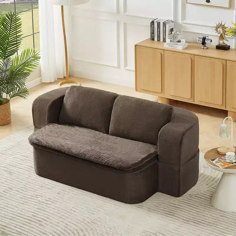 Convertible Sleeper Sofa, Folding Futon Sofa Bed with 2 Back Pillows for Living Room, No Assembly Required - ModernLuxe