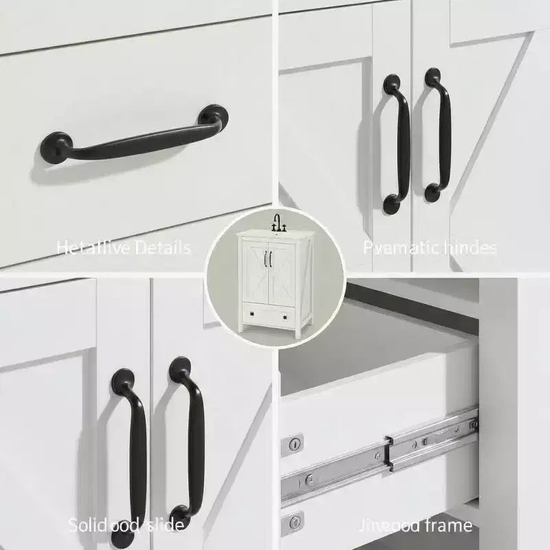 30 Inch Bathroom Vanity with Ceramic Sink, Freestanding Farmhouse Bathroom Cabinet with 2 Doors and 1 Drawer