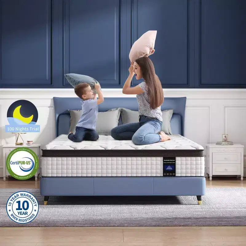 Kescas Premium 8 inch Medium Firm Hybrid Mattress - Compatible with Platform Bed, Box Spring, or Slat Base