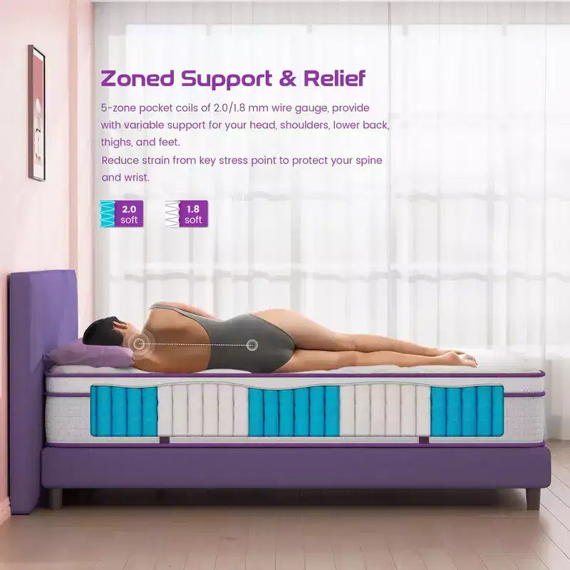 Sersper 8 inch Memory Foam Spring Hybrid Mattress - Compatible with Platform Bed, Box Spring, or Slat Base