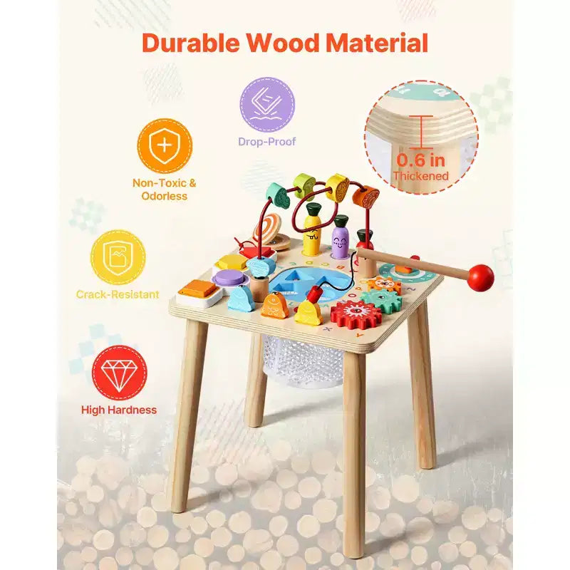 VEVOR Tavolo Attività Montessori per Bambini 1-3 Anni, Scrivania Didattica in Legno 8 in 1, Tavolo da Gioco per Neonati Maschi e Femmine dai 6 Mesi in su, Multicolore