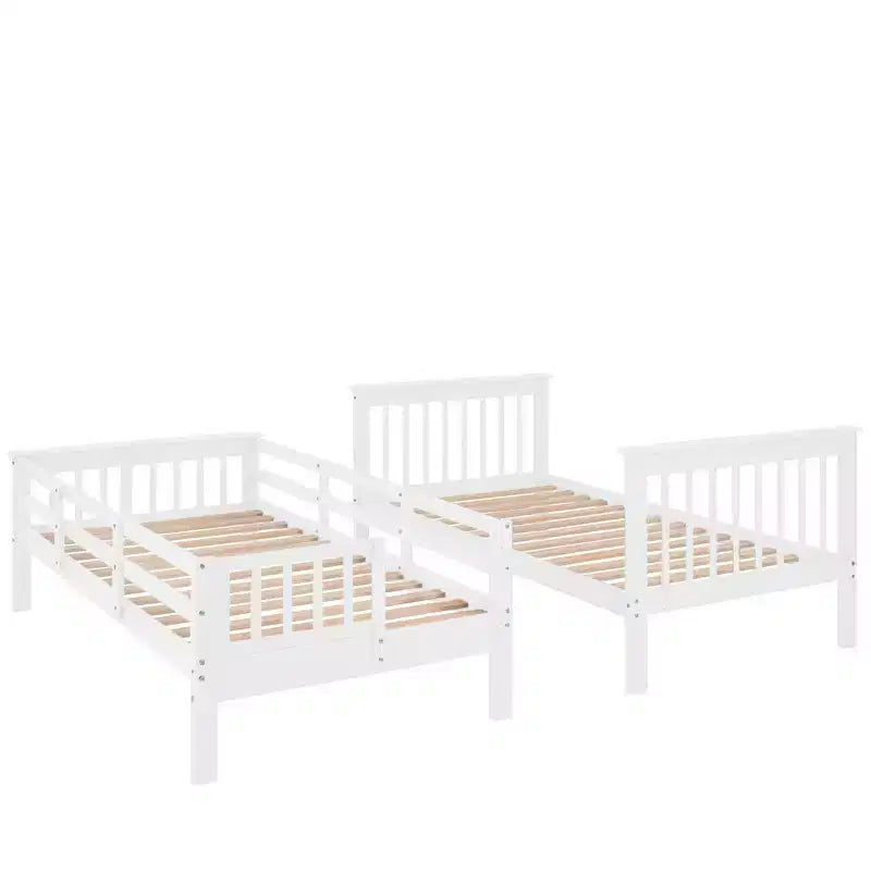 Luxystar Twin over Twin Bunk Bed with Storage Staircase and Fence for Apartment and Dorm