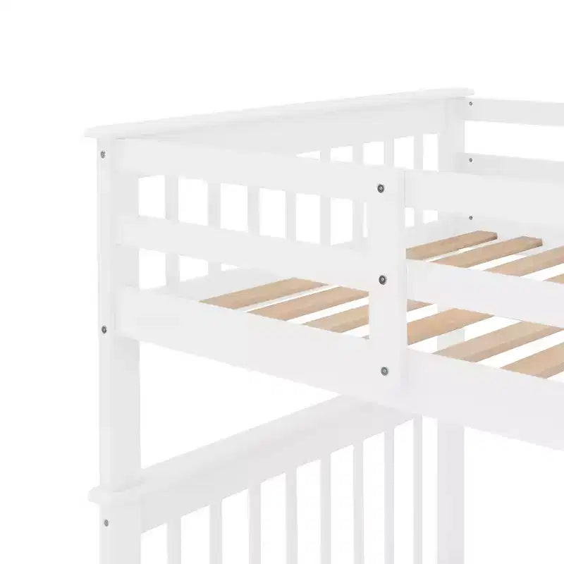 Luxystar Twin over Twin Bunk Bed with Storage Staircase and Fence for Apartment and Dorm