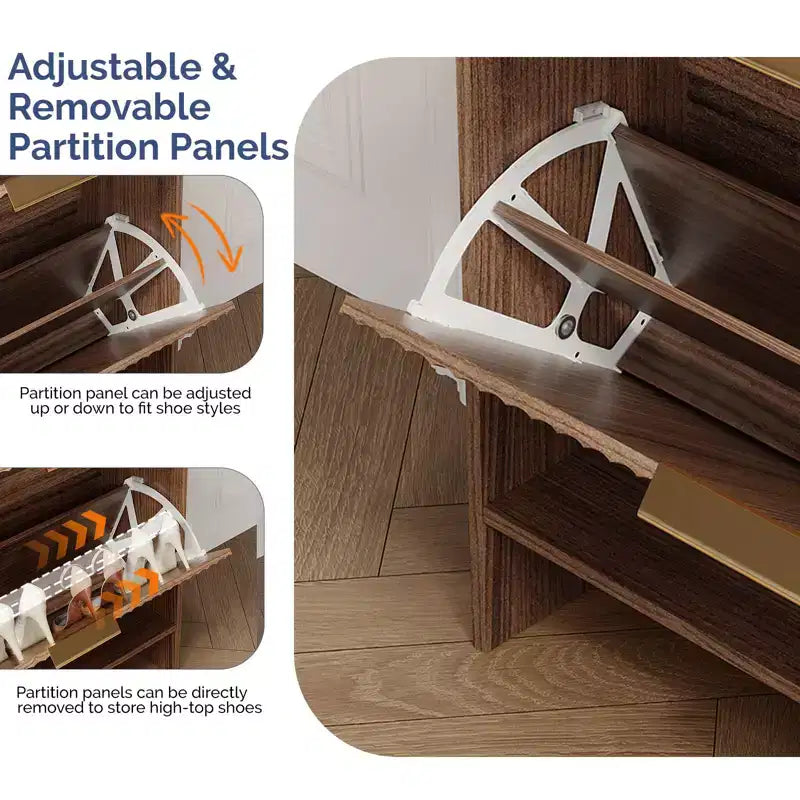 Karl Home 2-Drawer 2-Tip-Down Drawer Slatted Shoe Cabinet