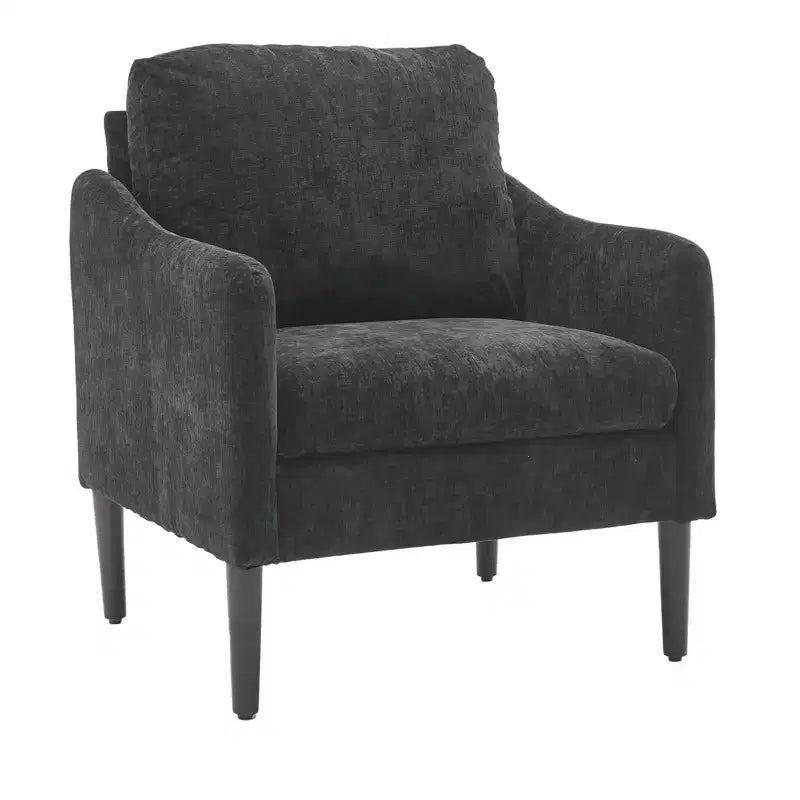 Mid-Century Modern Chenille Accent Chair with Curved Arms, Cushioned Single Sofa Chair for Living Room, Bedroom or Office