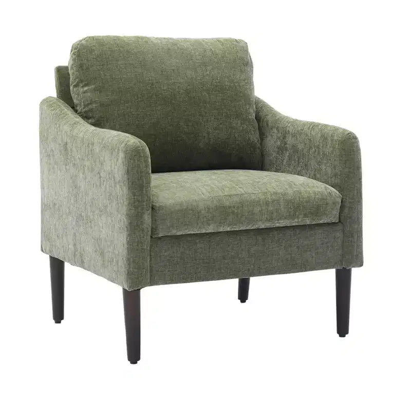 Mid-Century Modern Chenille Accent Chair with Curved Arms, Cushioned Single Sofa Chair for Living Room, Bedroom or Office