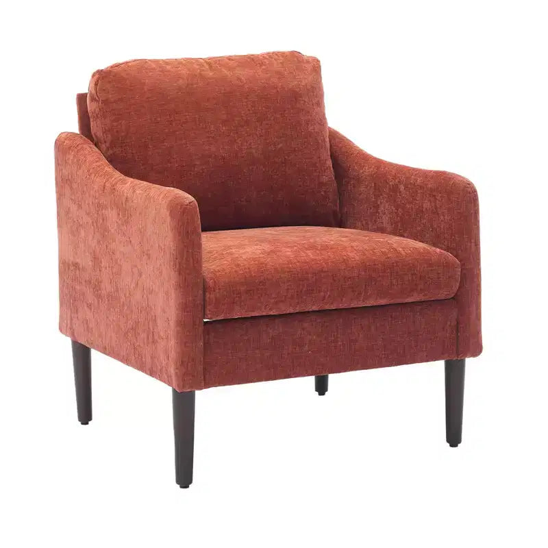 Mid-Century Modern Chenille Accent Chair with Curved Arms, Cushioned Single Sofa Chair for Living Room, Bedroom or Office