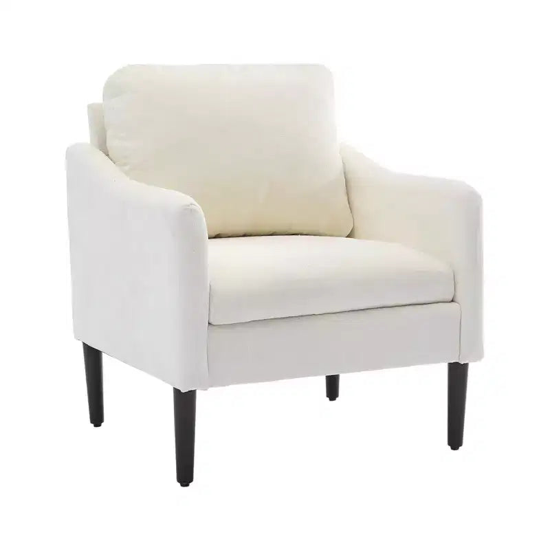 Mid-Century Modern Chenille Accent Chair with Curved Arms, Cushioned Single Sofa Chair for Living Room, Bedroom or Office