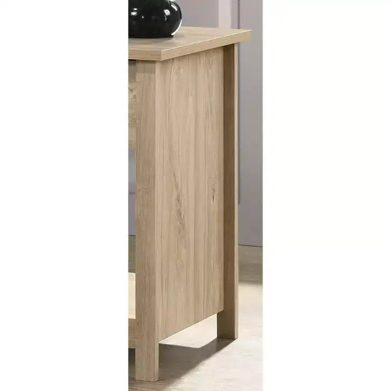 This Celeste 20W Light Oak Finish 1-Drawer Nightstand Bedside Table combines contemporary style with smart storage solutions, creating a space.