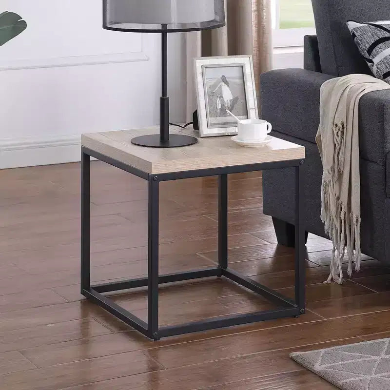 Crafted for both style and function, this End Table Side Table,Square Wood and Metal Nightstand,Storage Small End Table, for Living Room.