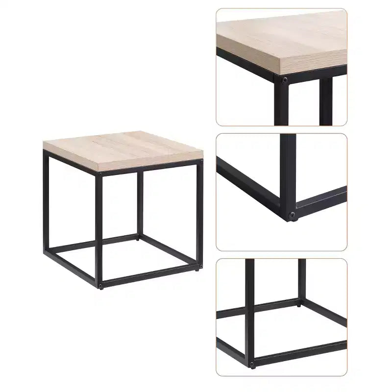 Crafted for both style and function, this End Table Side Table,Square Wood and Metal Nightstand,Storage Small End Table, for Living Room.