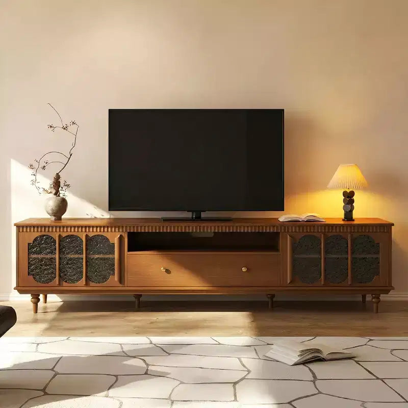 Luck Live Farmhouse 78.74 TV Stand with Large Drawers & Removable Shelves - Metal Handles & Solid Wood Legs, Living Room Media Storage Cabinet