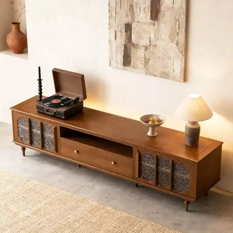 Luck Live Farmhouse 78.74 TV Stand with Large Drawers & Removable Shelves - Metal Handles & Solid Wood Legs, Living Room Media Storage Cabinet