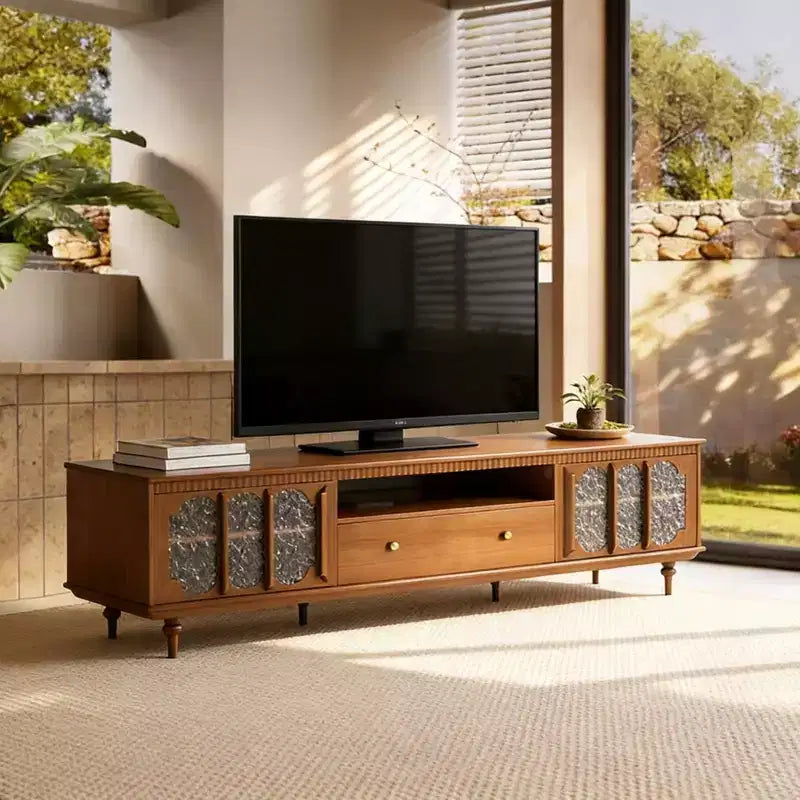 Luck Live Farmhouse 78.74 TV Stand with Large Drawers & Removable Shelves - Metal Handles & Solid Wood Legs, Living Room Media Storage Cabinet