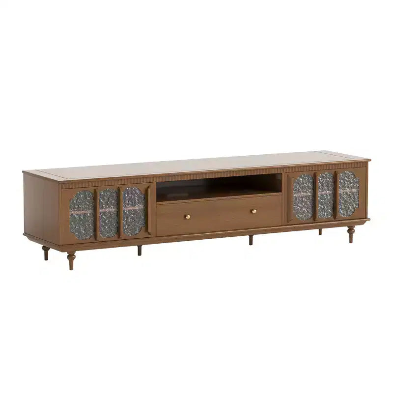Luck Live Farmhouse 78.74 TV Stand with Large Drawers & Removable Shelves - Metal Handles & Solid Wood Legs, Living Room Media Storage Cabinet