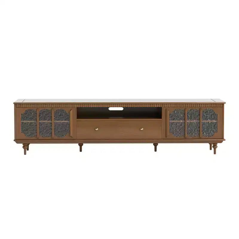Luck Live Farmhouse 78.74 TV Stand with Large Drawers & Removable Shelves - Metal Handles & Solid Wood Legs, Living Room Media Storage Cabinet