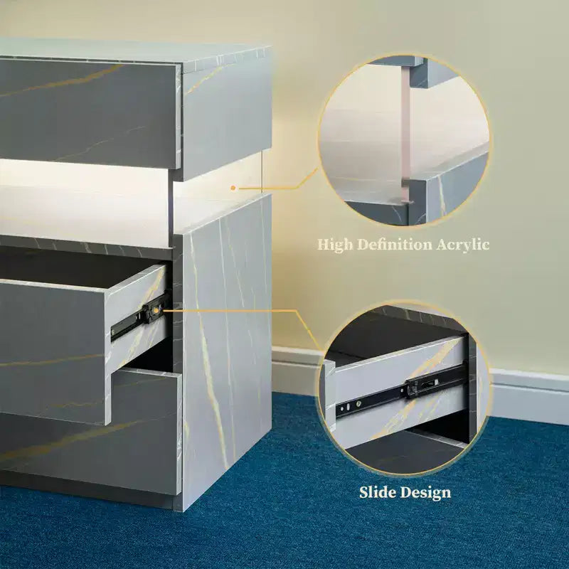 LED LED Lighted 3 Drawer Nightstand for Bedroom Living Room