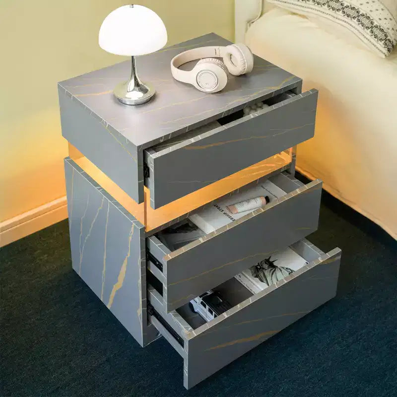 LED LED Lighted 3 Drawer Nightstand for Bedroom Living Room