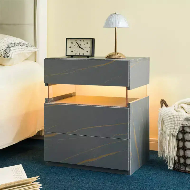 LED LED Lighted 3 Drawer Nightstand for Bedroom Living Room