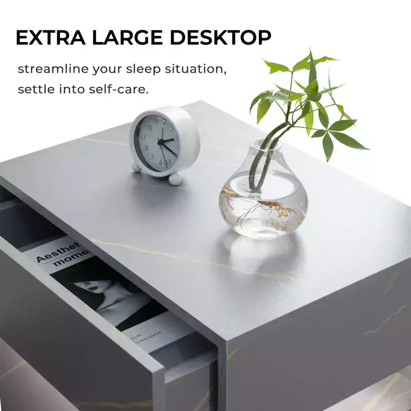 LED LED Lighted 3 Drawer Nightstand for Bedroom Living Room