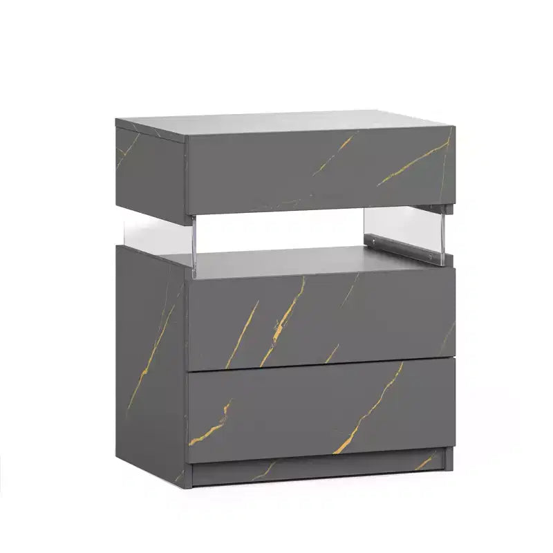 LED LED Lighted 3 Drawer Nightstand for Bedroom Living Room