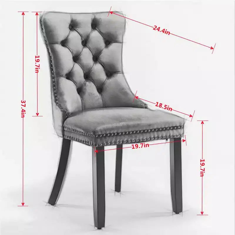 FurnitureR Set of 2 Upholstered Dining Chairs with Tufted Back, Nailhead Trim & Wooden Legs, French Cream Accent Chairs for Dining Room Living Room
