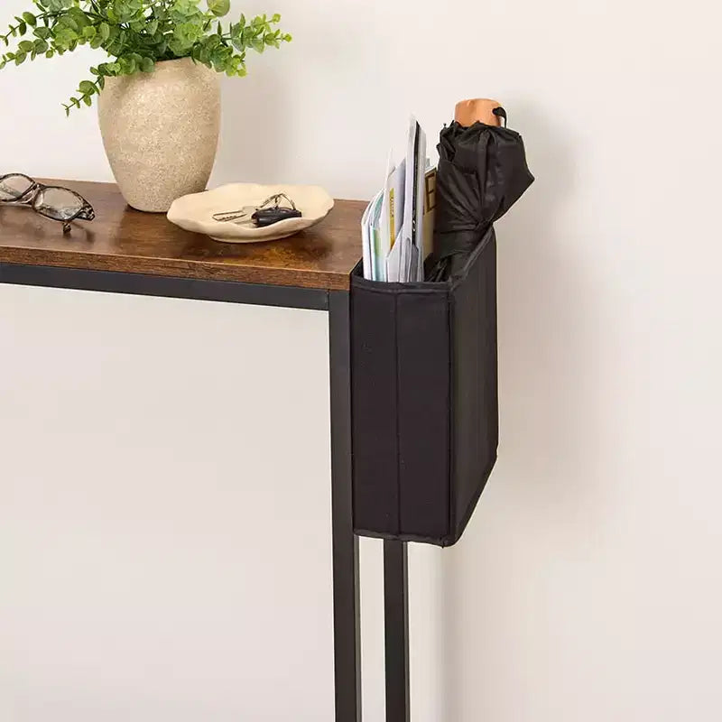 The Lakeside Collection Narrow Console Table 2-Tier with Side Pocket -