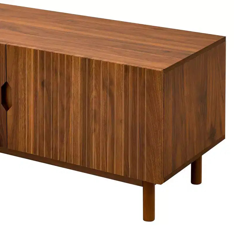 Mobile TV da 87" per TV fino a 90", Consolle TV, Mobiletto TV, Centro di Intrattenimento Multimediale con Ante Scorrevoli a Chiusura Ammortizzata e Gambe in Legno Massello - ModernLuxe