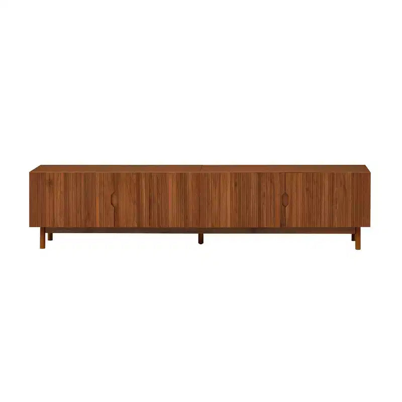 Mobile TV da 87" per TV fino a 90", Consolle TV, Mobiletto TV, Centro di Intrattenimento Multimediale con Ante Scorrevoli a Chiusura Ammortizzata e Gambe in Legno Massello - ModernLuxe