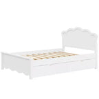 Letto a piattaforma moderno Luxystar con testiera e 2 cassetti, bianco