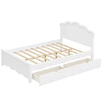 Letto a piattaforma moderno Luxystar con testiera e 2 cassetti, bianco