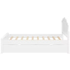 Letto a piattaforma moderno Luxystar con testiera e 2 cassetti, bianco