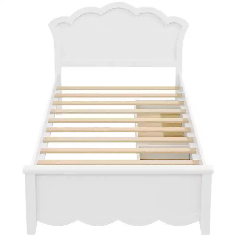 Letto a piattaforma moderno Luxystar con testiera e 2 cassetti, bianco