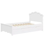Letto a piattaforma moderno Luxystar con testiera e 2 cassetti, bianco
