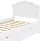Letto a piattaforma moderno Luxystar con testiera e 2 cassetti, bianco