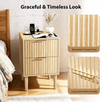 Comodino Karl Home da 39.8 cm, Rovere, MDF P2 da 15MM, Melaminico e Termoformato, 2 Cassetti, Presa USA (1USB+1TYPE C+2AC)
