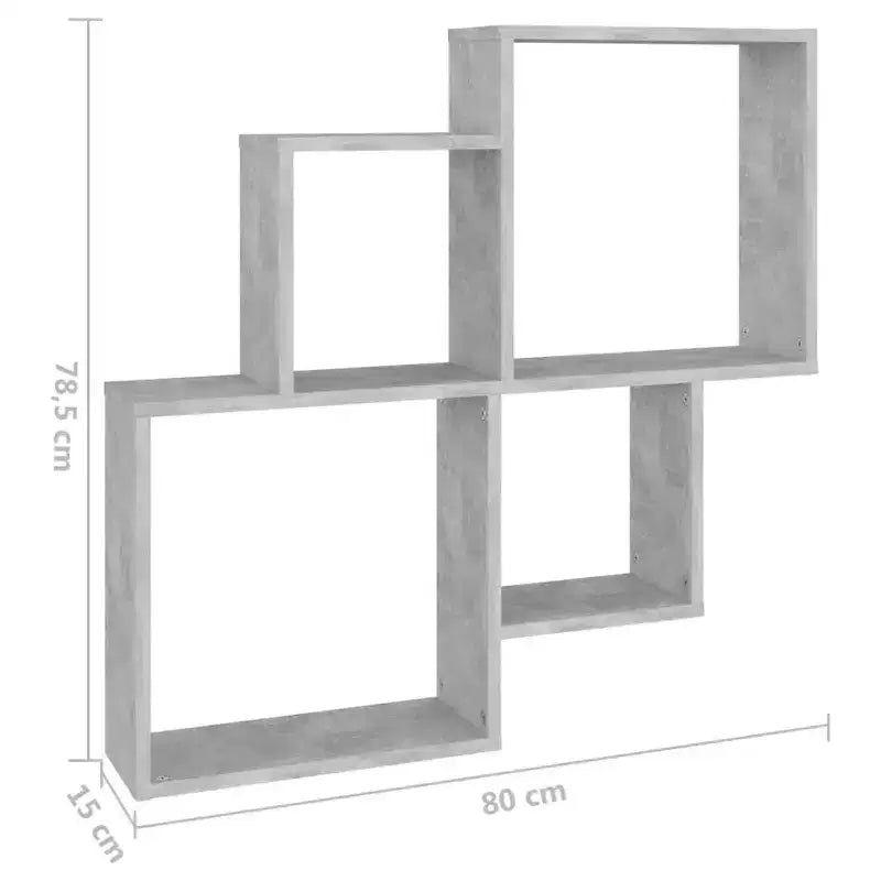 vidaXL Mensola a cubo da parete in legno ingegnerizzato grigio cemento Media