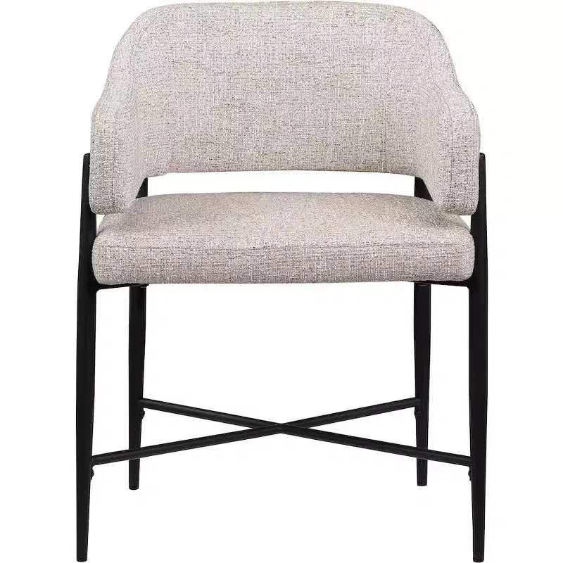 Meridian Furniture Dame, Sedia da Pranzo Imbottita in Tessuto Beige, Set da 2