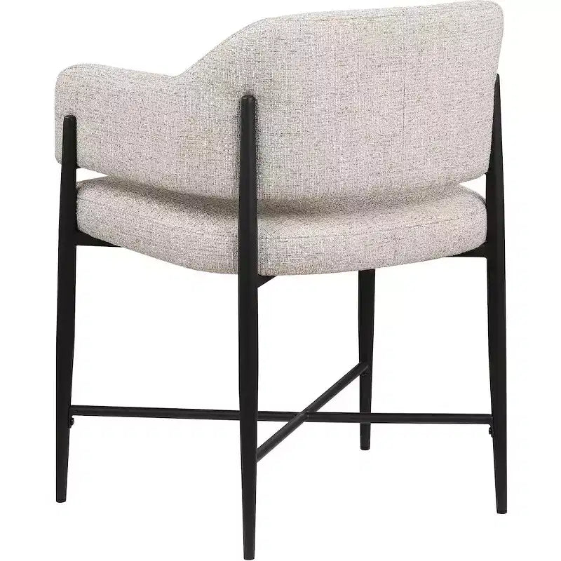 Meridian Furniture Dame, Sedia da Pranzo Imbottita in Tessuto Beige, Set da 2