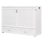 Luxystar Armadio Letto a Scomparsa Moderno Queen con Cassetti, Blocco di Sicurezza e Presa Elettrica