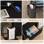 Schedario Mobile a 2 Cassetti con Ciabatta Integrata, Ampio Supporto per Stampante per Ufficio Domestico, Adatto per Formato Lettera/A4, Contenitore Utilitario con Ripiano Aperto