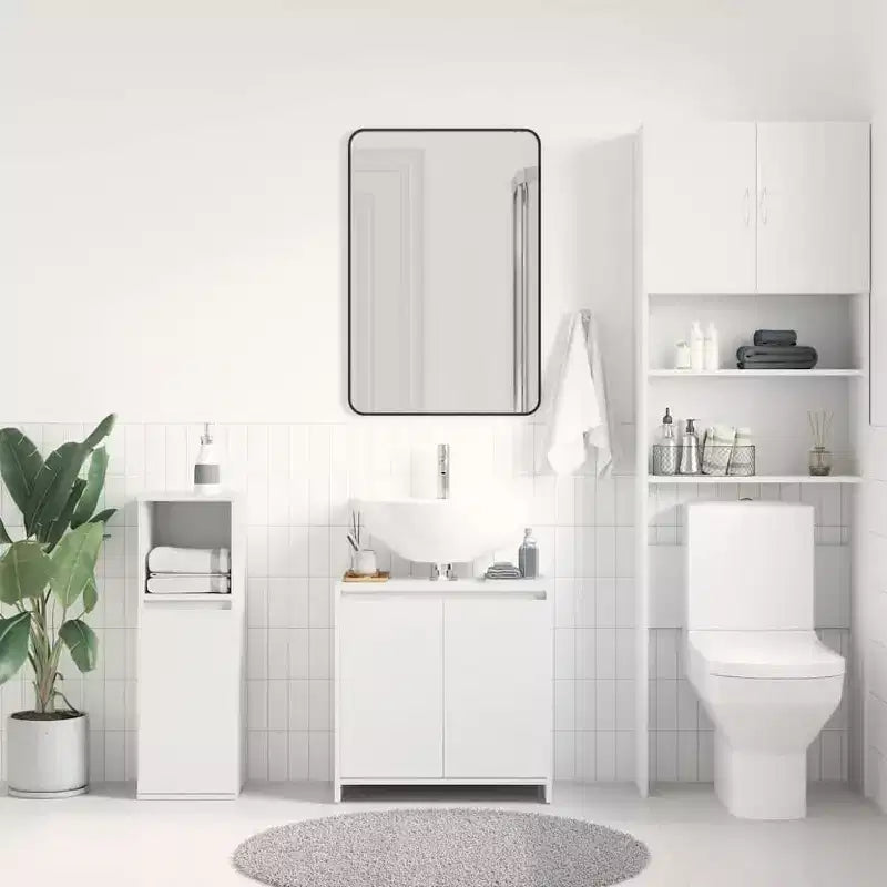 vidaXL Mobiletto bagno bianco Legno multistrato Mobiletto bagno medio