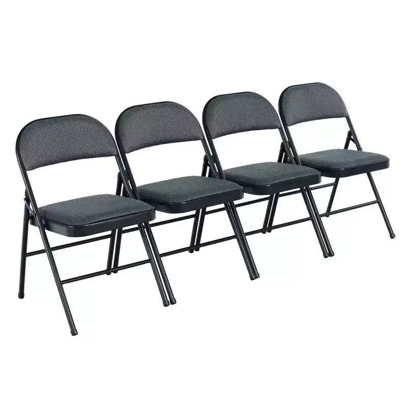 Peakform Set di 4 sedie pieghevoli imbottite in tessuto grigio: struttura in metallo, polipropilene, nessun assemblaggio richiesto, pulire con un panno