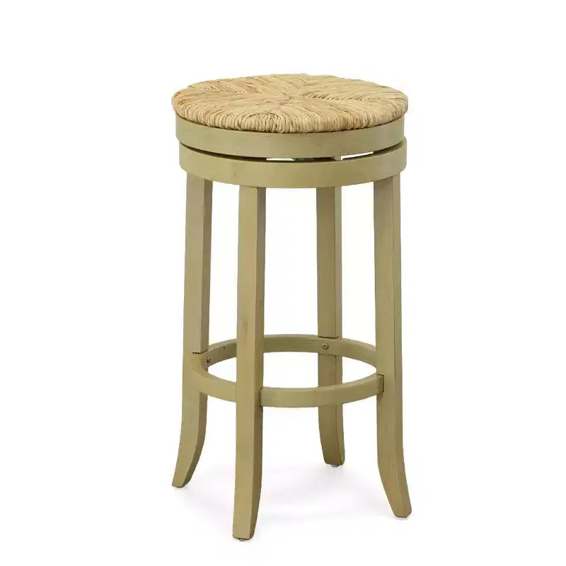 Carolina Living 30" Leif Swivel Rush Seat Barstool Weathered Gray: Round, Backless, Fixed Height Counter Chair
