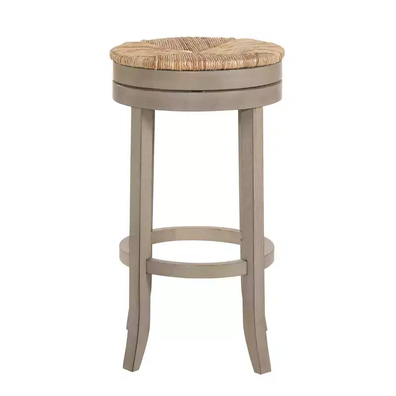 Carolina Living 30" Leif Swivel Rush Seat Barstool Weathered Gray: Round, Backless, Fixed Height Counter Chair