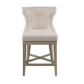 Madison Park Troy Counter Height Barstool with Swivel Seat Cream: Upholstered, Rubberwood Frame, 300 lbs Capacity
