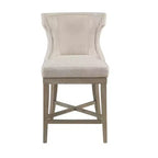 Madison Park Troy Counter Height Barstool with Swivel Seat Cream: Upholstered, Rubberwood Frame, 300 lbs Capacity