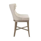 Sgabello da bar Madison Park Troy Counter Height con sedile girevole color crema: Imbottito, struttura in legno di gomma, capacità 136 kg