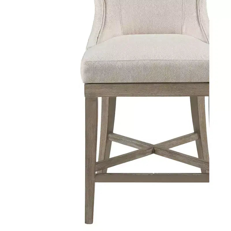 Sgabello da bar Madison Park Troy Counter Height con sedile girevole color crema: Imbottito, struttura in legno di gomma, capacità 136 kg