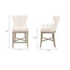 Sgabello da bar Madison Park Troy Counter Height con sedile girevole color crema: Imbottito, struttura in legno di gomma, capacità 136 kg